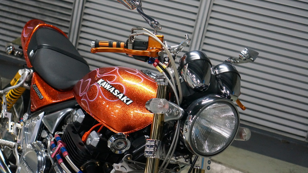 【非売品】Kawasaki ゼファー スタジアムジャンパー　オレンジ・ブラウン ゼファー 非売品 スタジャン kawasaki